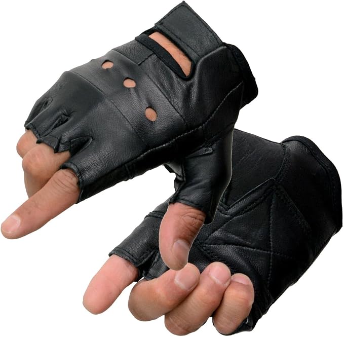 Fingerless leather gloves