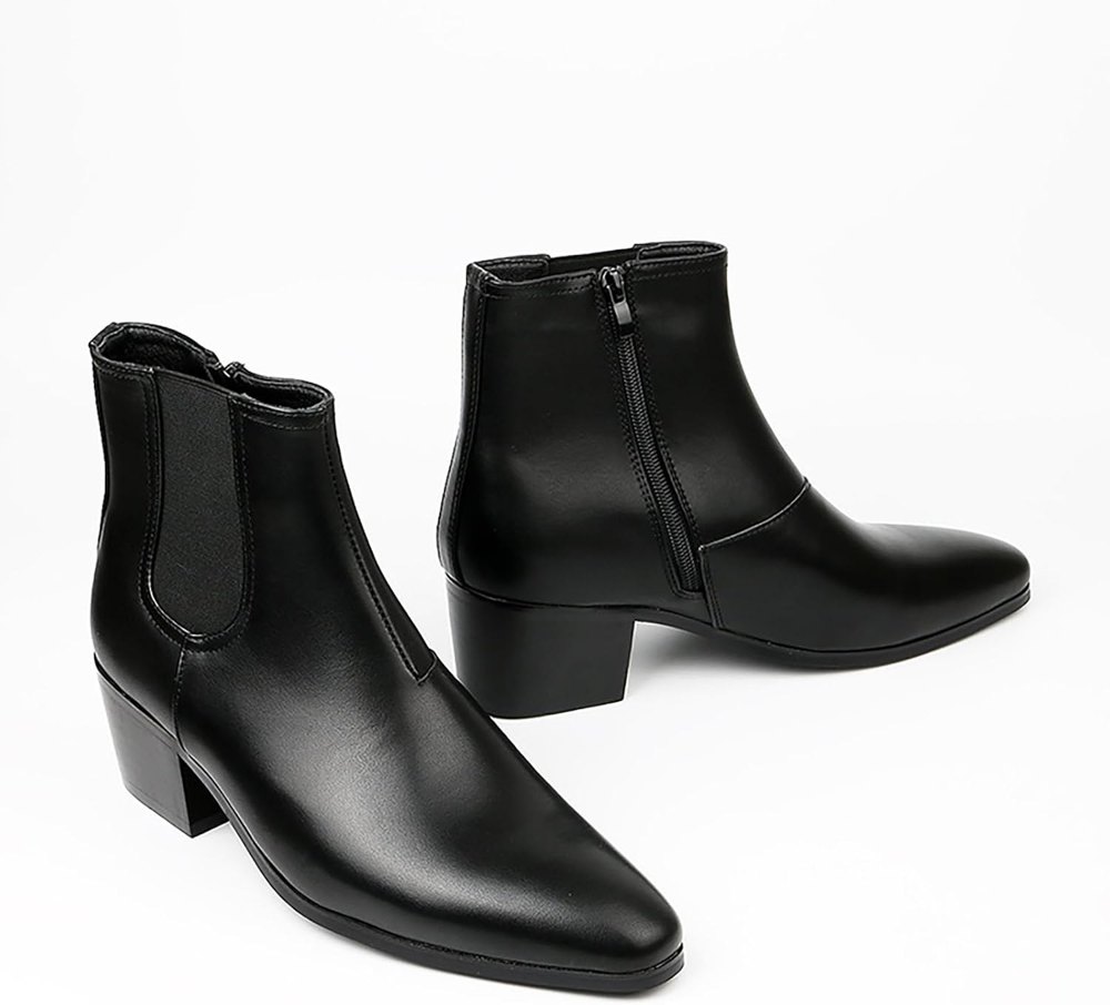 Black heeled Chelsea boots for a Tony Montana costume