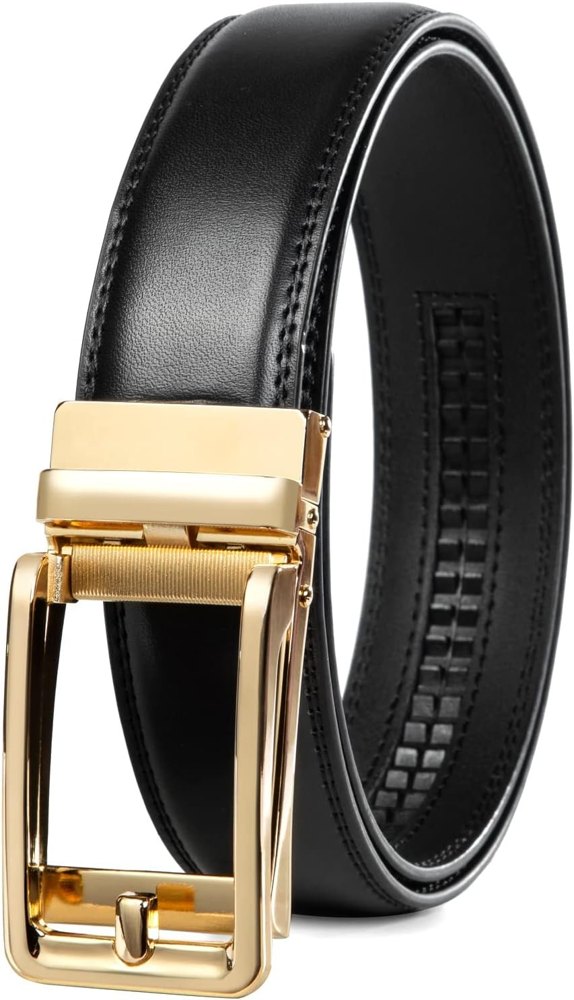 Black leather belt with gold buckle for a Tony Montana outfit