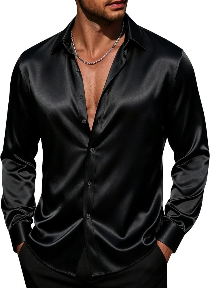 Black satin shirt for a Tony Montana outfit