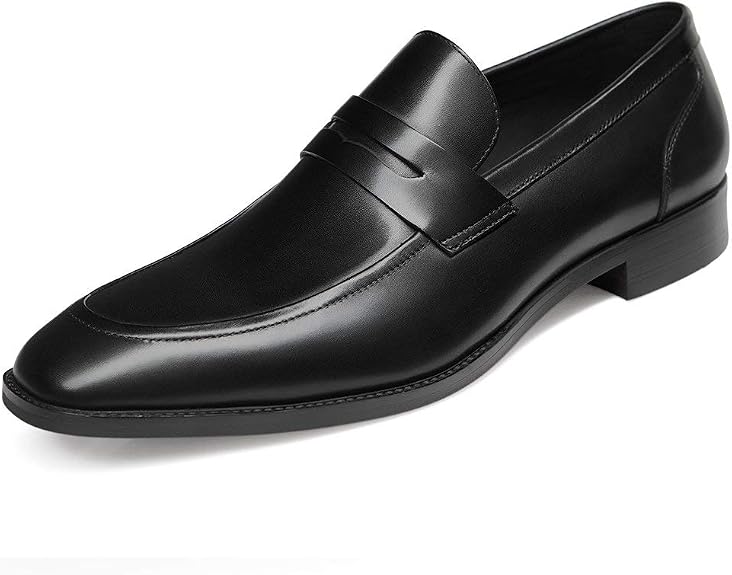 Black leather loafers