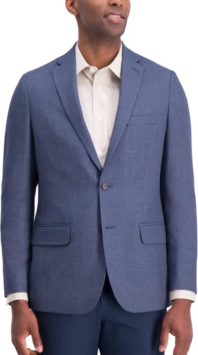 Blue tailored sport coat, Tony Stark's signature blazer
