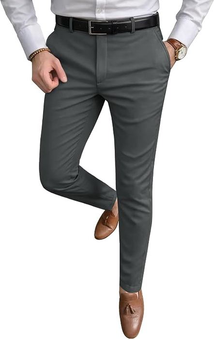 Slim gray tailored dress pants