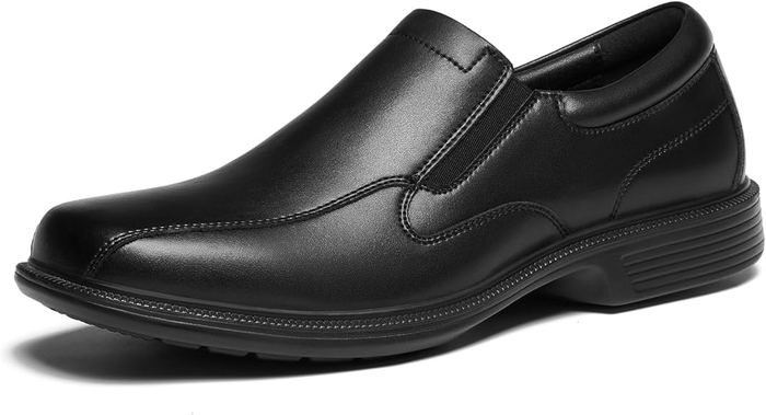 Black leather loafers