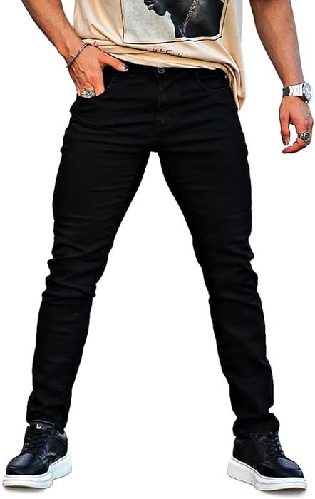 Worn black denim jeans
