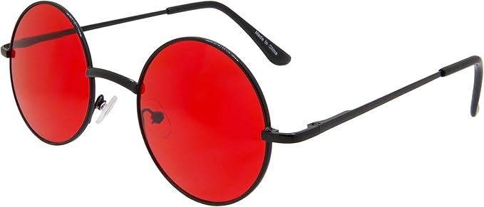 Round red-tinted sunglasses