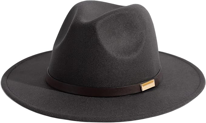 Dark grey wide brim fedora