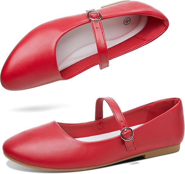 Velma orange turtleneck and red skirt outfit with Mary Jane flats